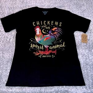 JUNK GYPSY “CHICKENS ARE MY SPIRIT ANIMAL” TEE